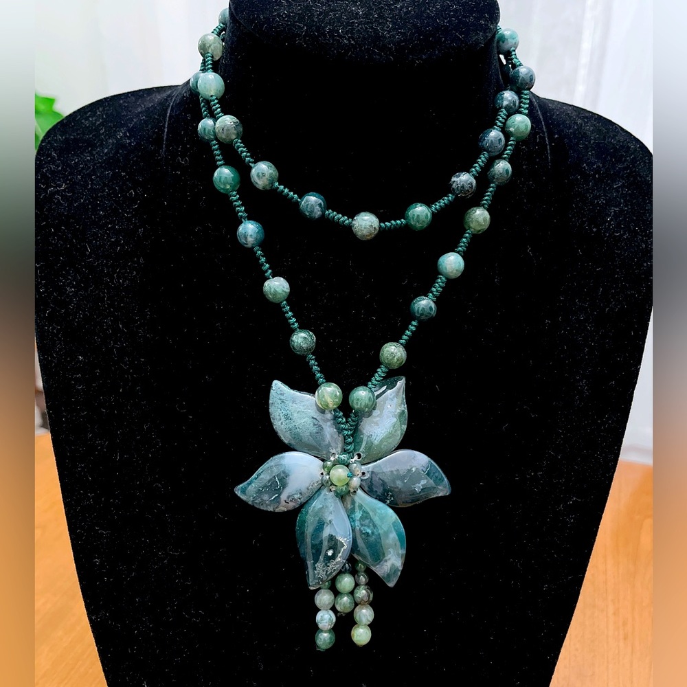 Moss agate necklace